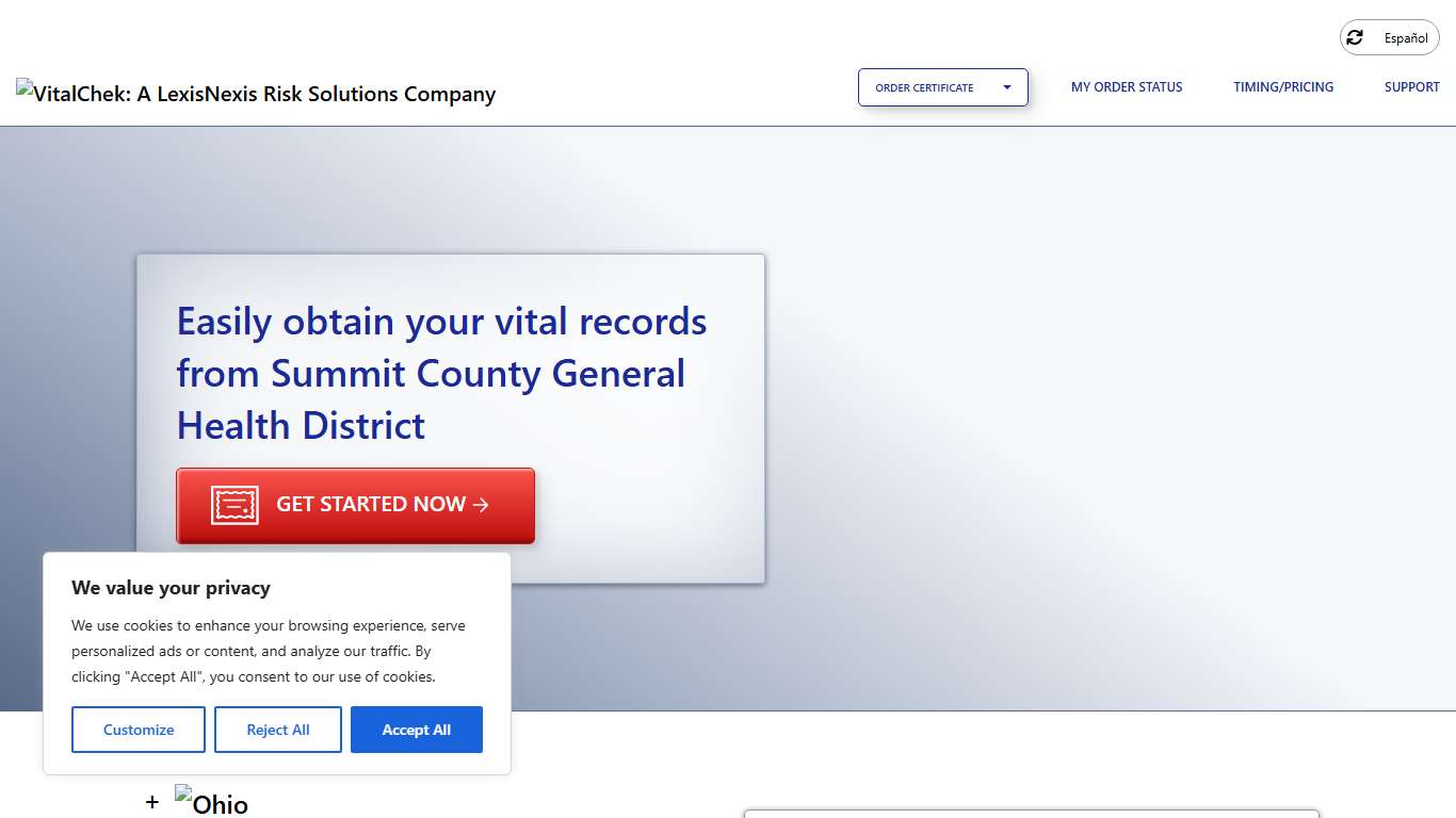 Summit County General Health District (OH) Order Certificates - VitalChek